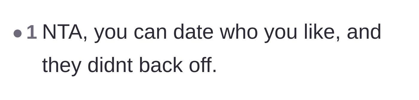 Comment thread 5 - A straightforward defense of the brother's right to set his own dating boundaries.