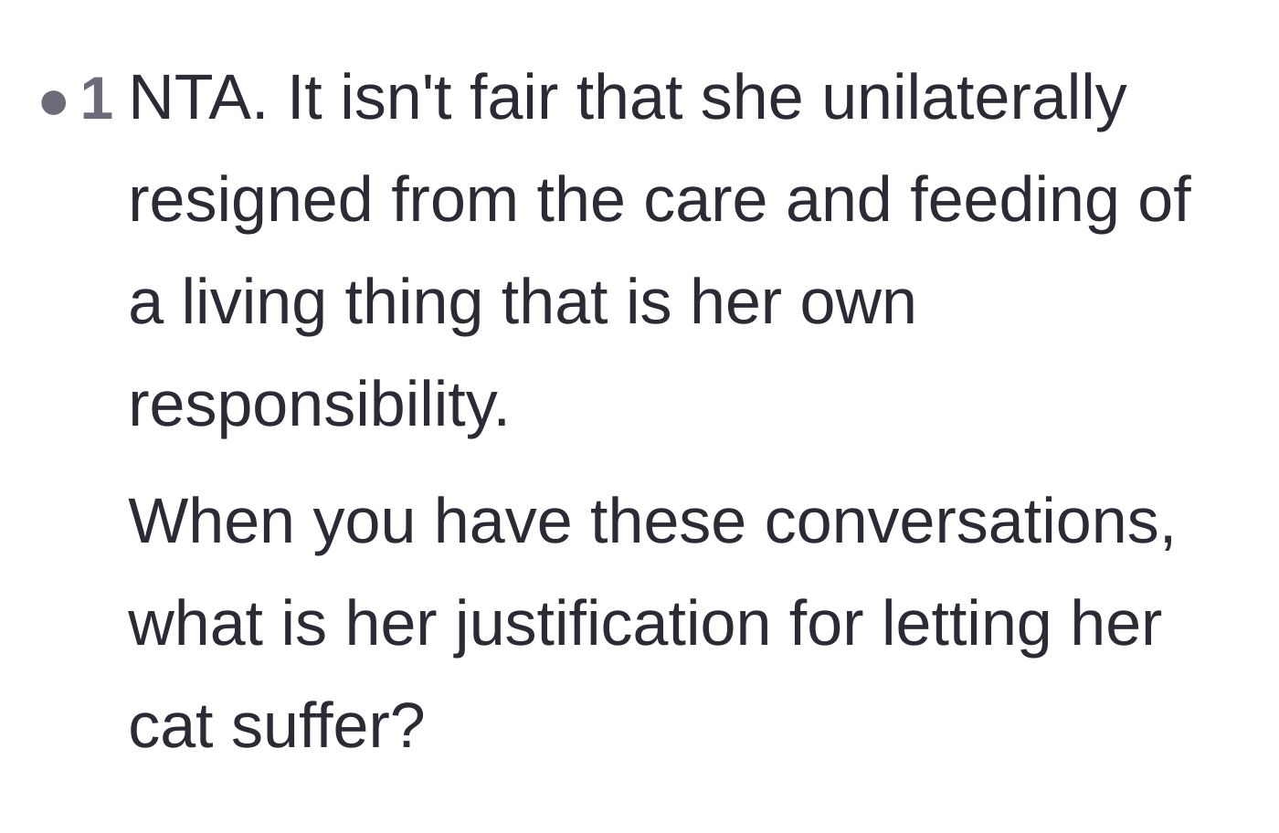 Comment thread 3 - A commenter asking what the girlfriend's actual excuse is for allowing her own pet to suffer.
