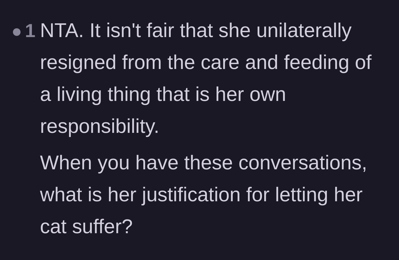 Comment thread 3 - A commenter asking what the girlfriend's actual excuse is for allowing her own pet to suffer.