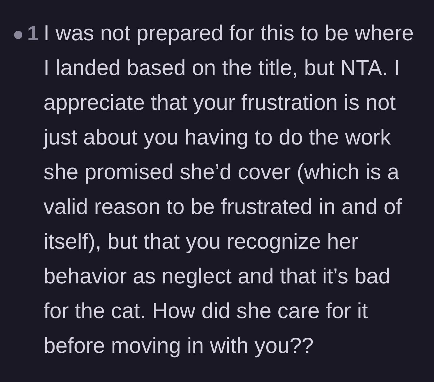 Comment thread 4 - A reader expressing surprise at supporting the boyfriend and praising his underlying empathy for the cat.
