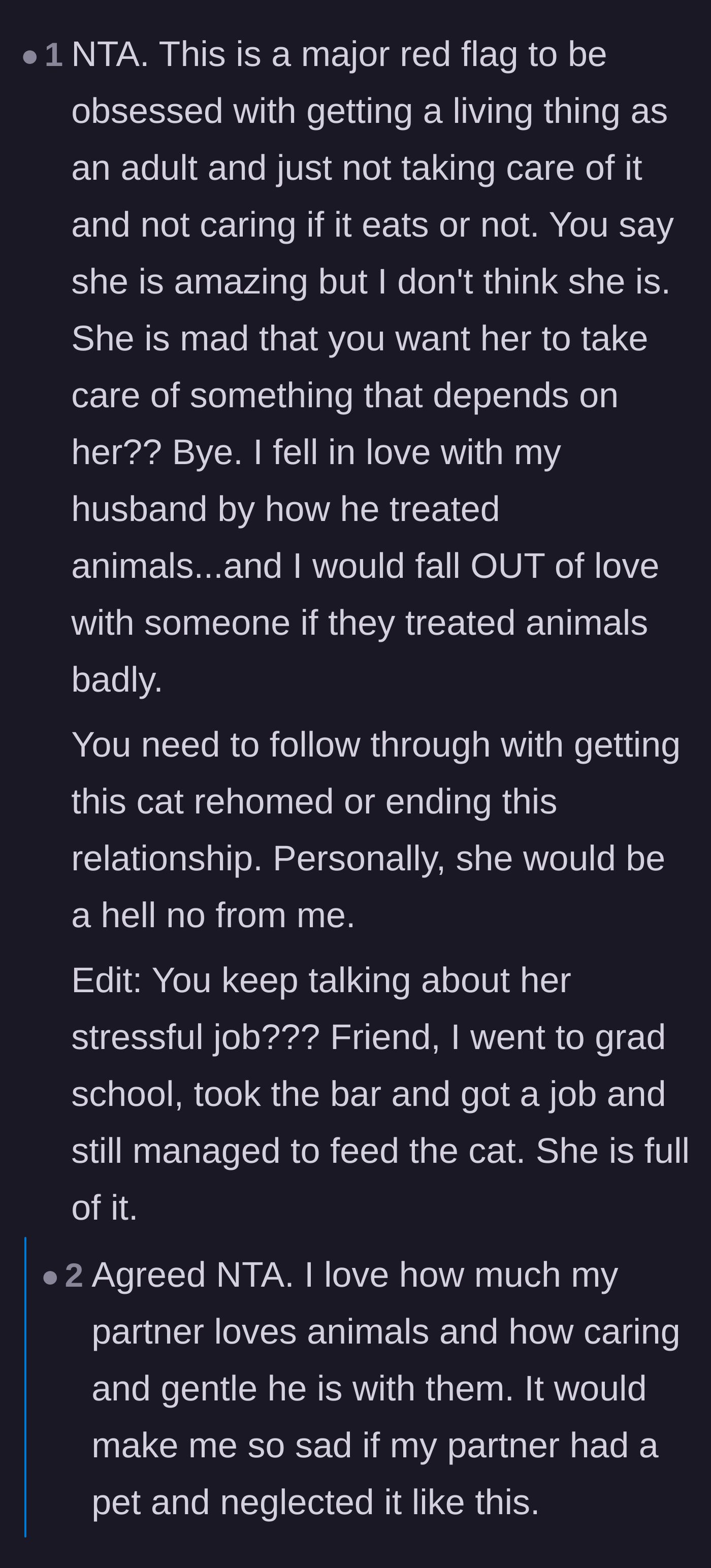 Comment thread 6 - A reader comparing their own stressful professional achievements to the girlfriend's excuses, declaring her behavior a massive red flag.