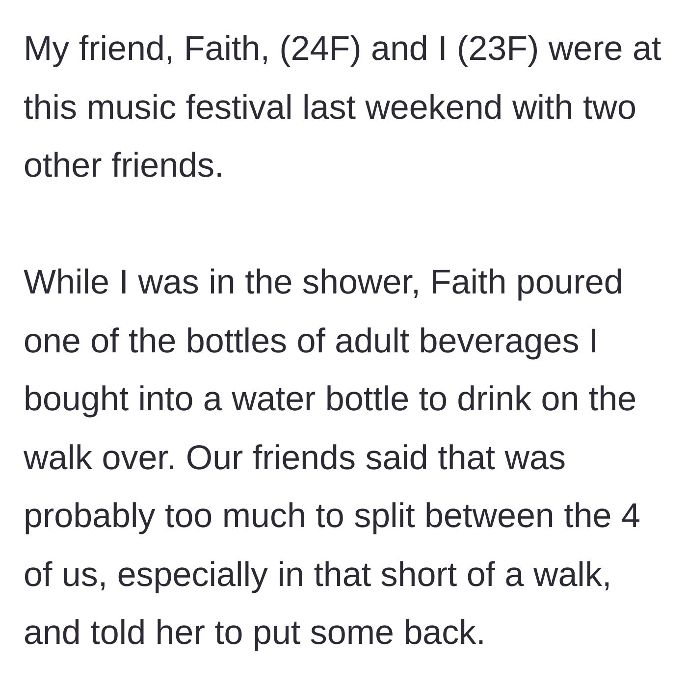 Story part 1 - Introduction to the group of four friends attending a weekend music festival.
