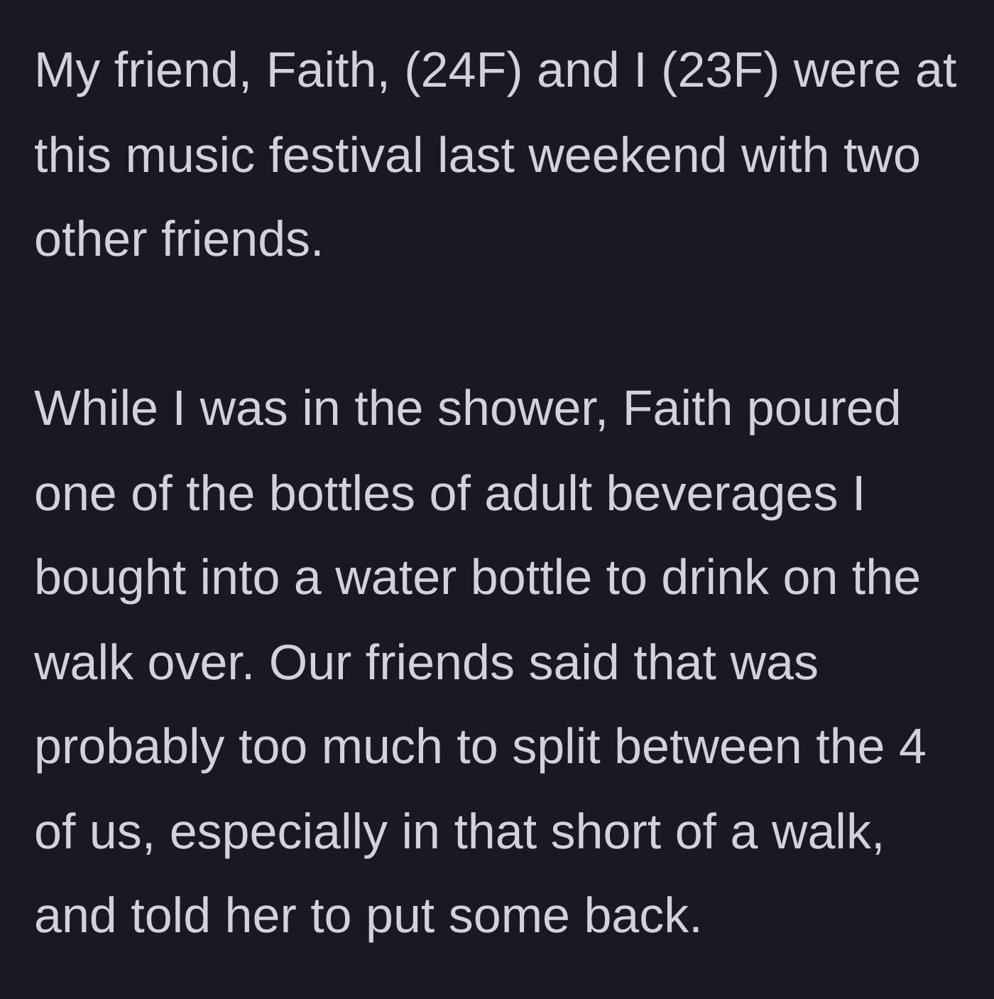 Story part 1 - Introduction to the group of four friends attending a weekend music festival.