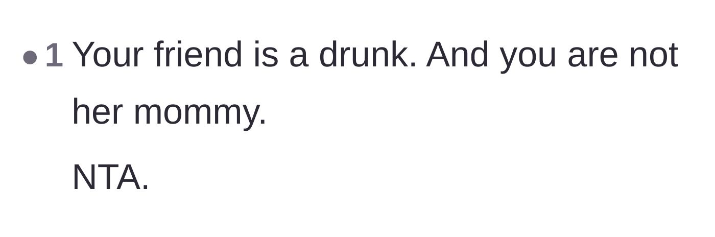 Comment thread 3 - A brutally honest comment reminding the author that she is not her friend's mother.