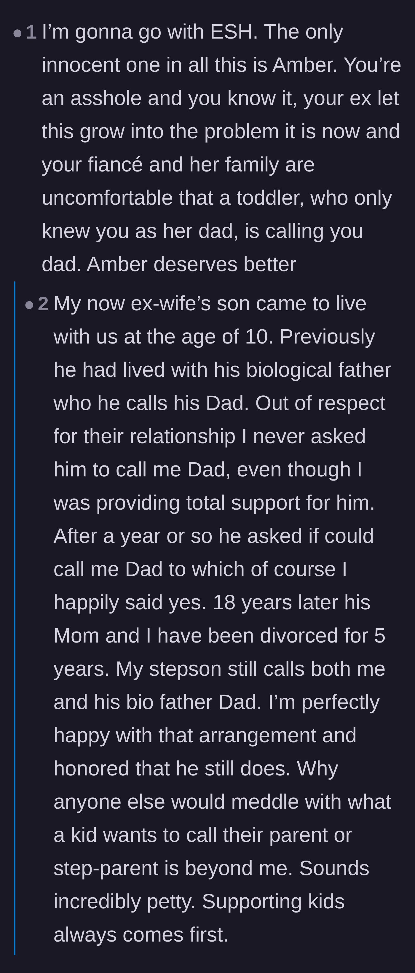 Comment thread 2 - Discussion about how devastating it is when adults prioritize their own romantic comfort over a child's established emotional bond.