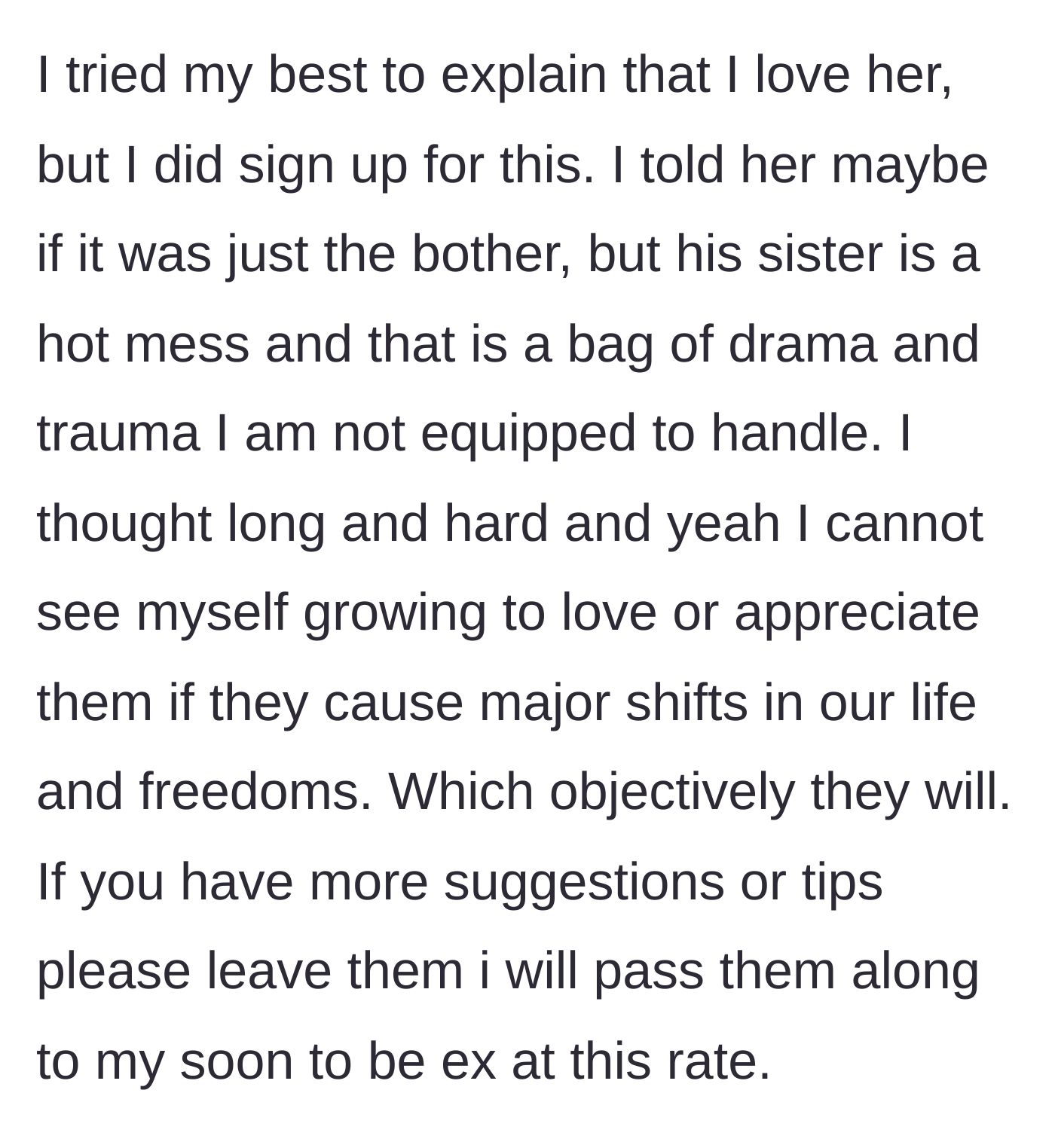 Story part 10 - The final heartbreaking conversation where the author tells his wife he cannot take on the trauma, cementing their imminent separation.