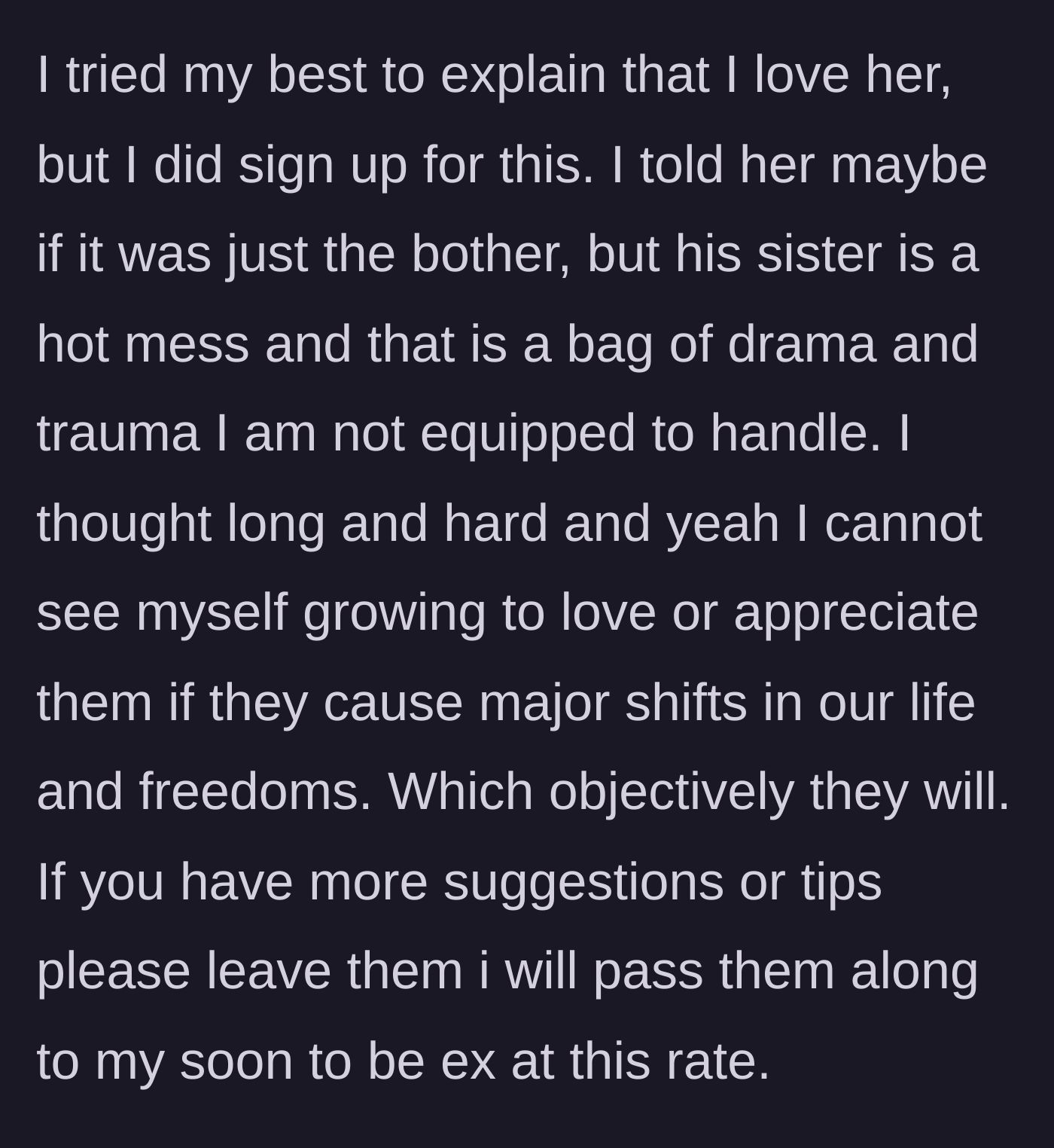 Story part 10 - The final heartbreaking conversation where the author tells his wife he cannot take on the trauma, cementing their imminent separation.