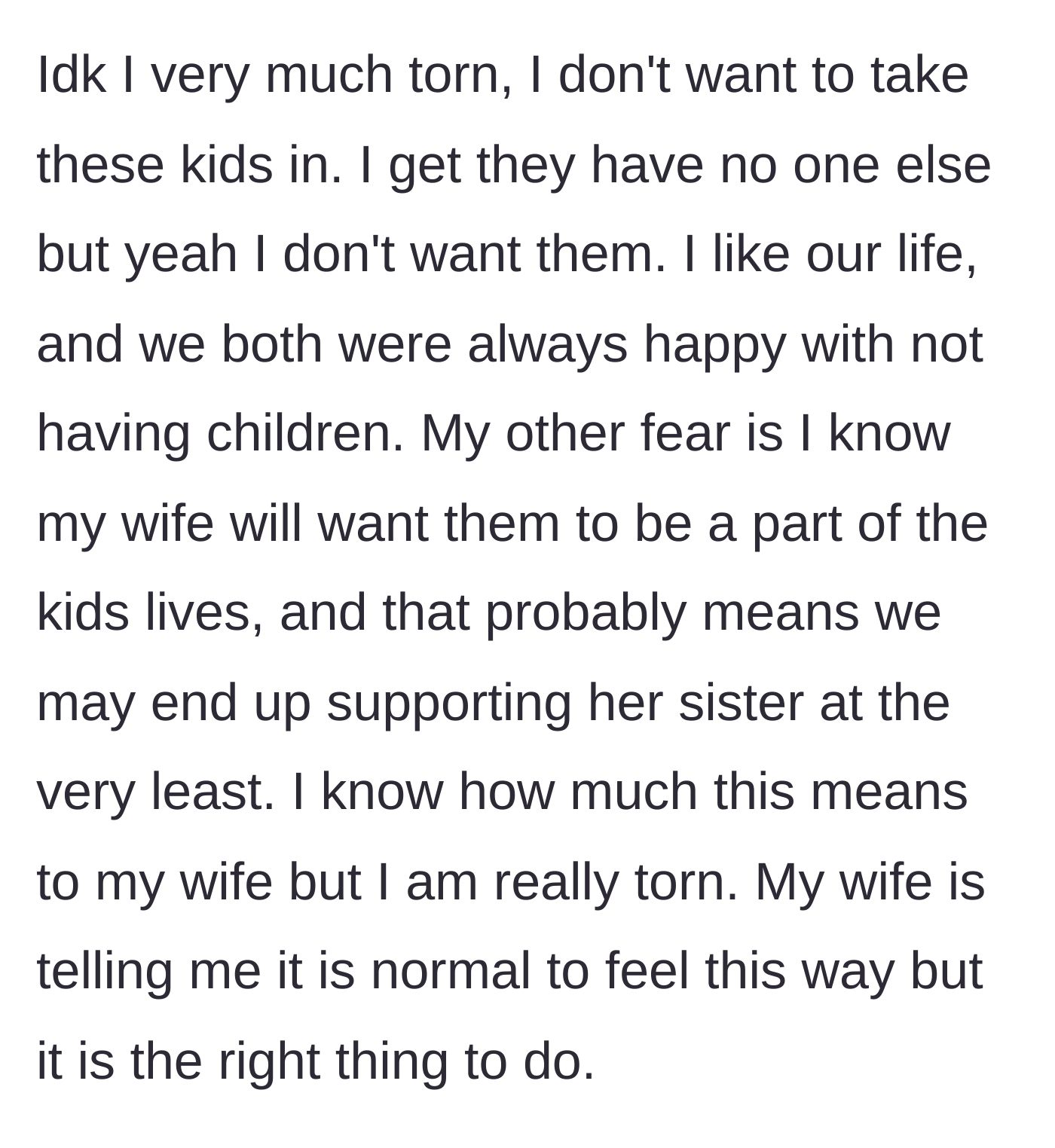 Story part 5 - The author's internal conflict between protecting his chosen lifestyle and his wife's insistence on taking the children.