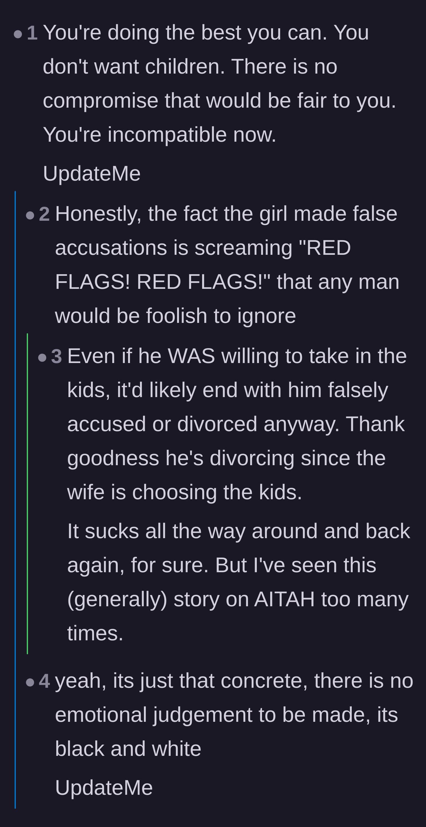 Comment thread 2 - A debate on the dangers of false accusations versus the reality that troubled kids often misdirect genuine trauma.