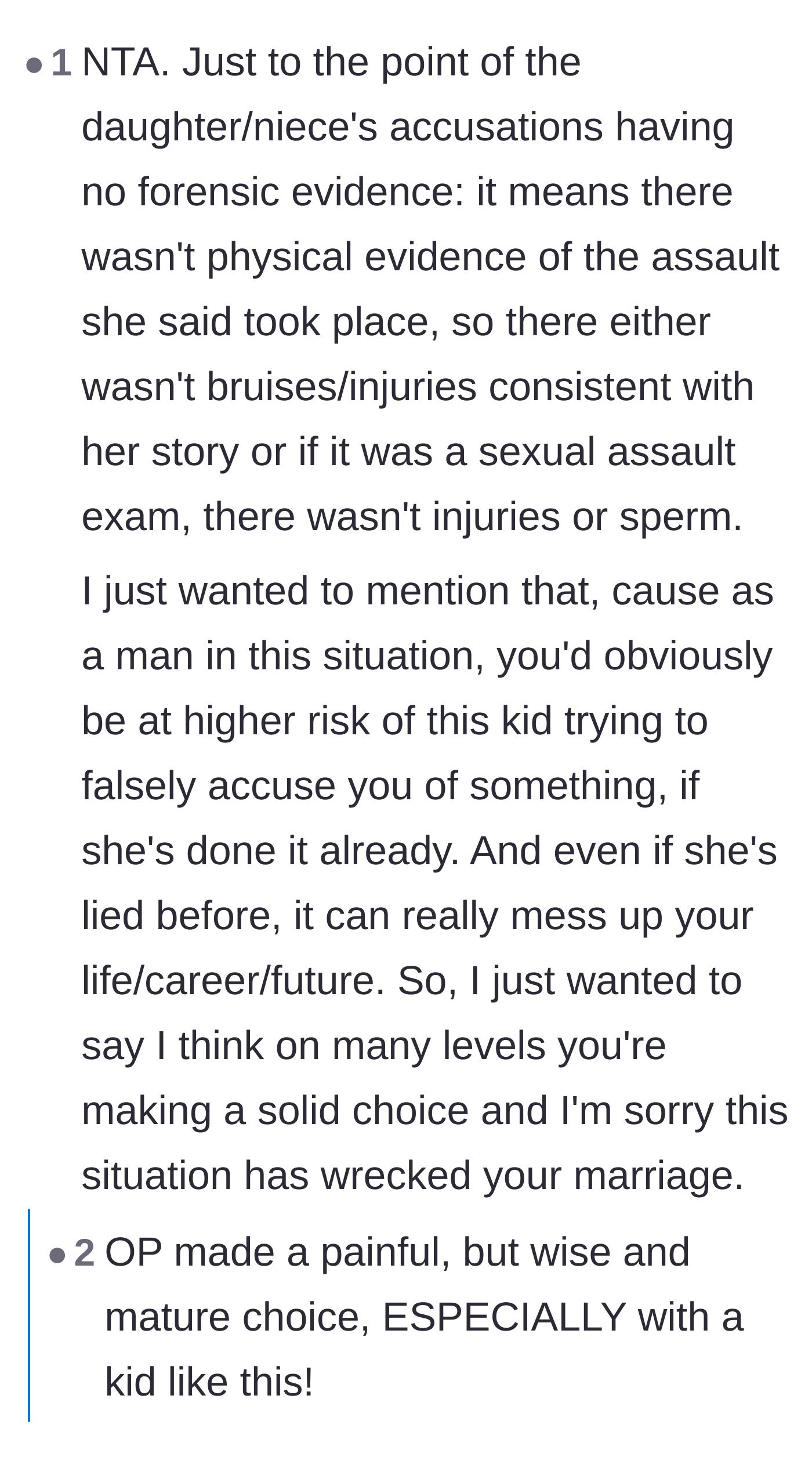 Comment thread 6 - A criminal defense attorney confirming how life-ruining false accusations can be, followed by a harrowing personal story.