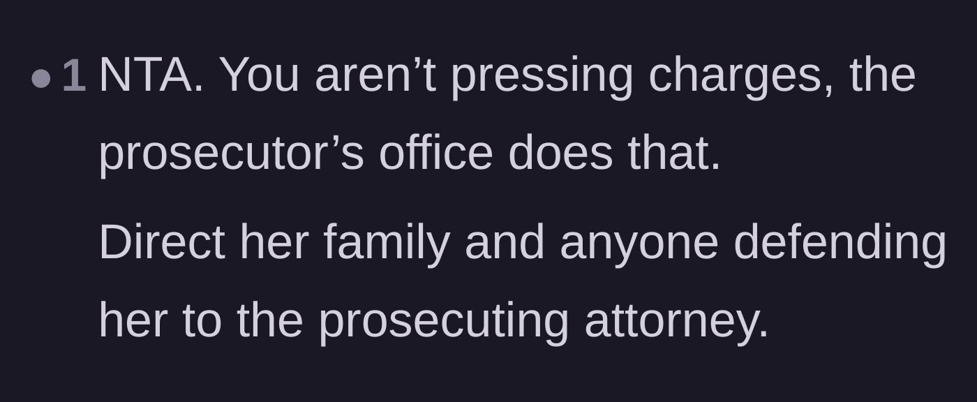 Comment thread 5 - Clarification that the district attorney, not the victim, presses charges.