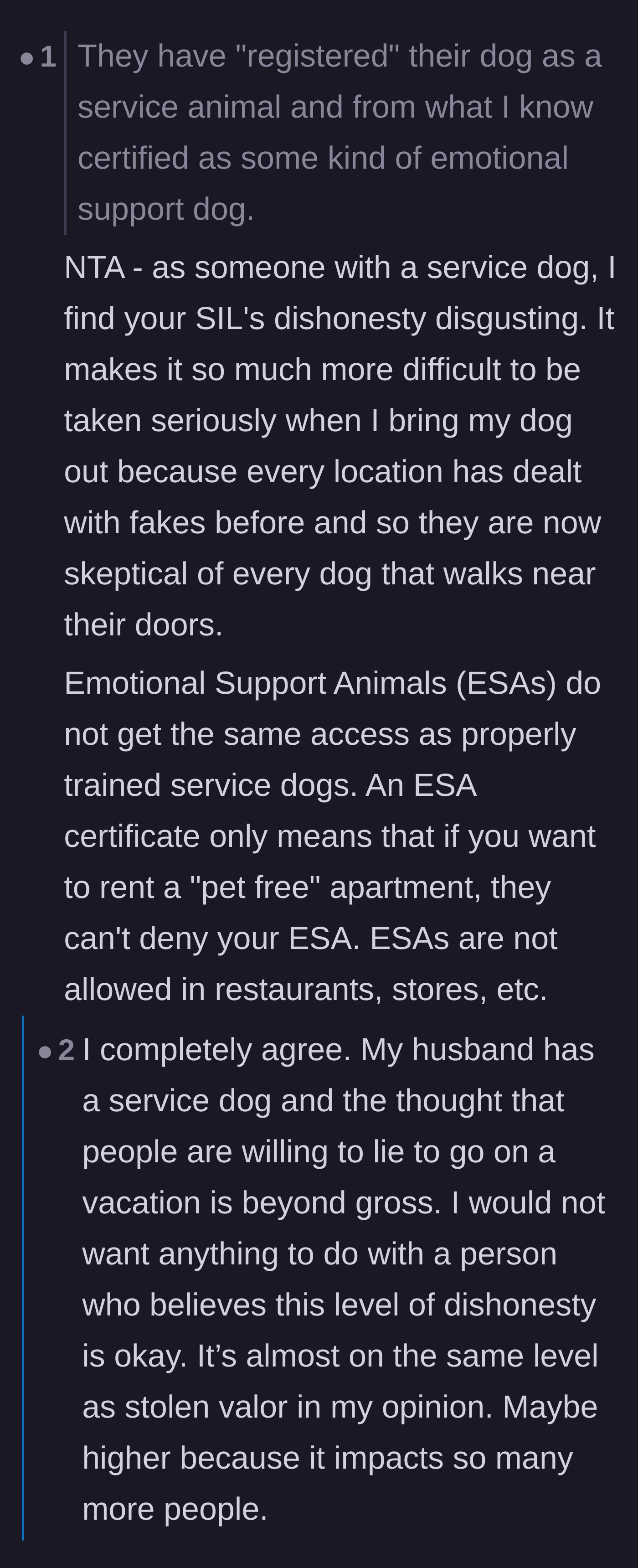 Comment thread 5 - A real service dog handler expressing disgust at how fake service animals make their daily lives incredibly difficult.