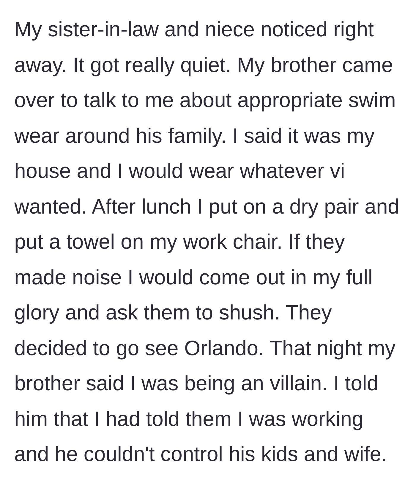 Story part 5 - The family gets uncomfortable and leaves to sightsee.