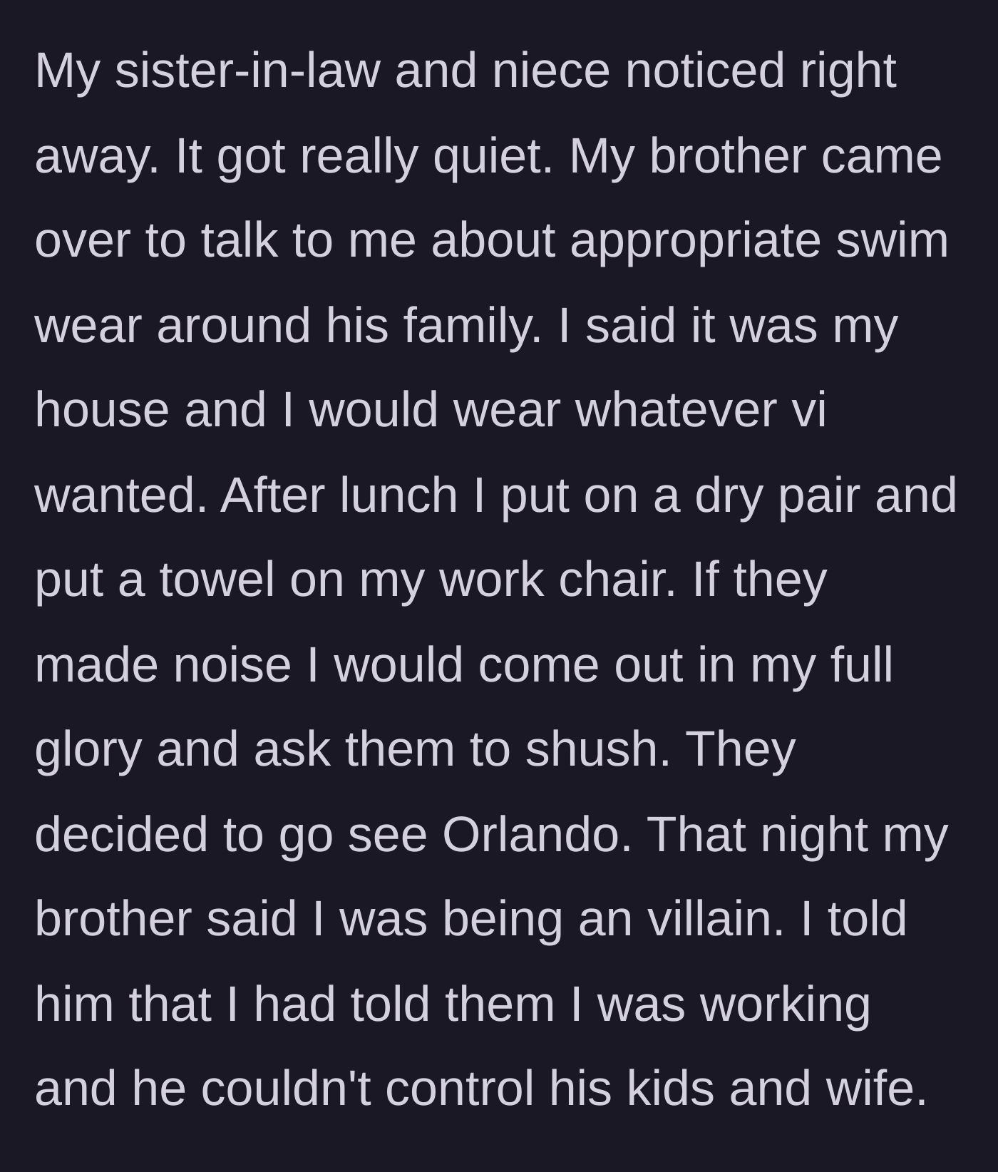 Story part 5 - The family gets uncomfortable and leaves to sightsee.