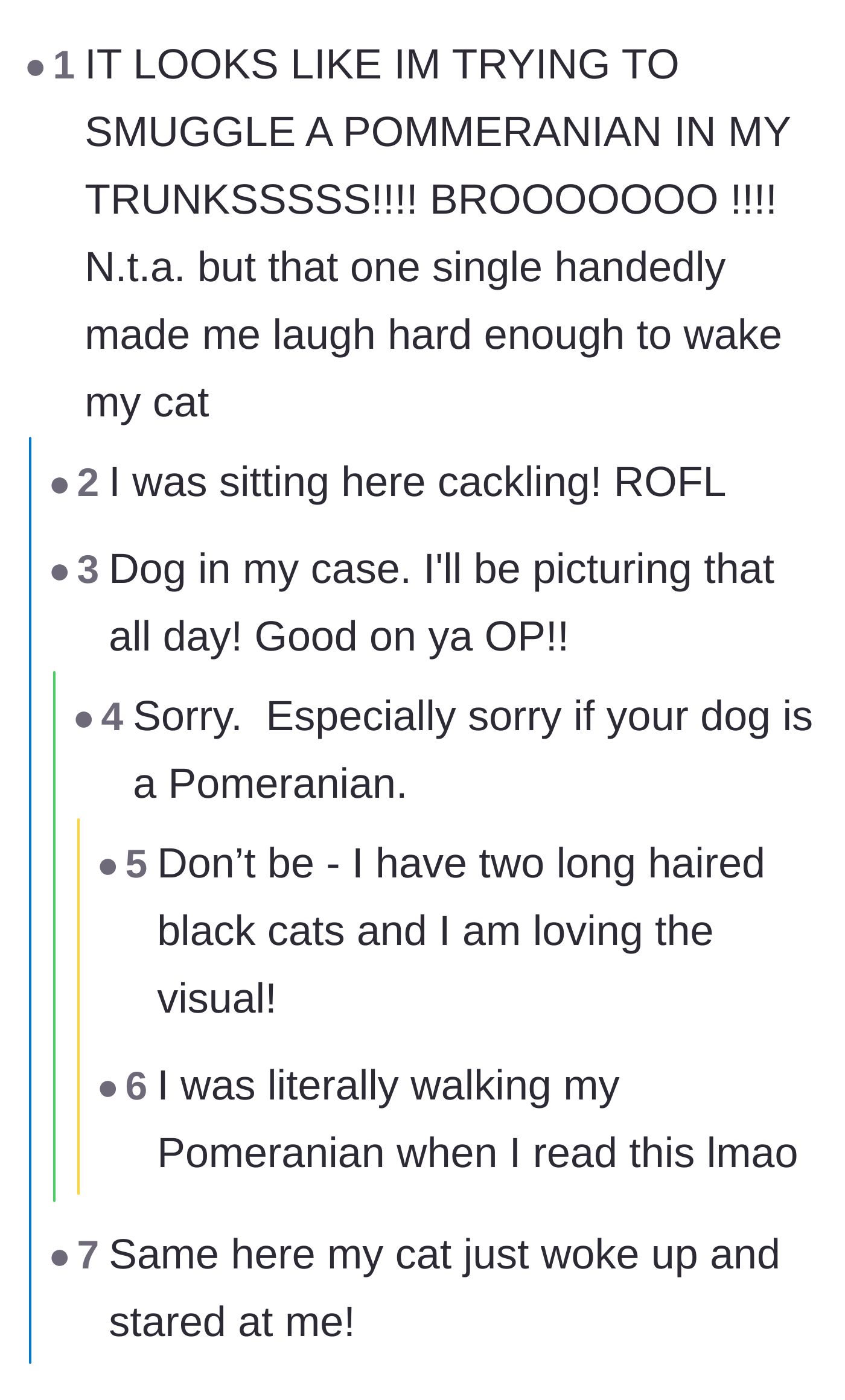 Comment thread 2 - Readers losing their minds over the unforgettable Pomeranian line.