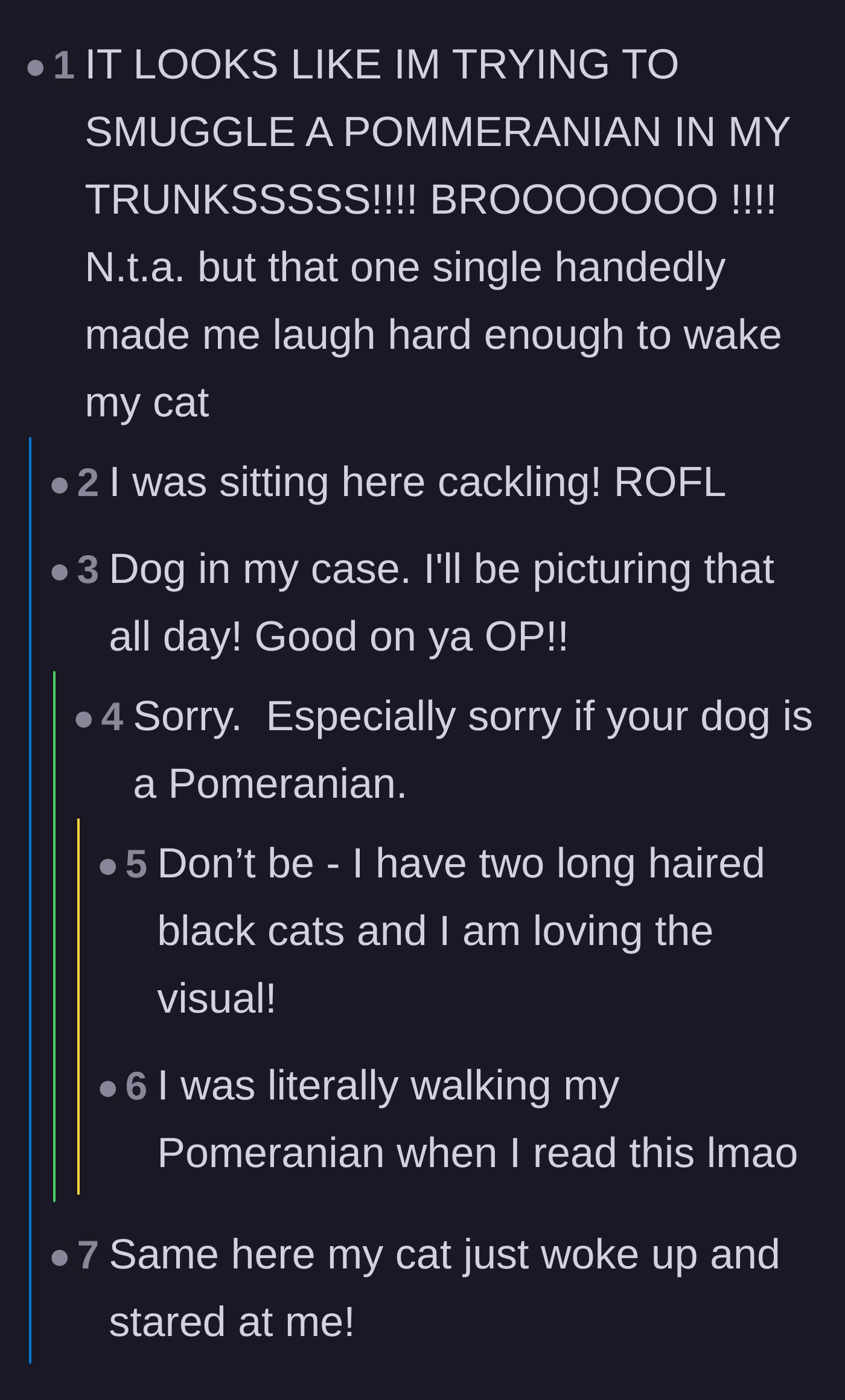 Comment thread 2 - Readers losing their minds over the unforgettable Pomeranian line.