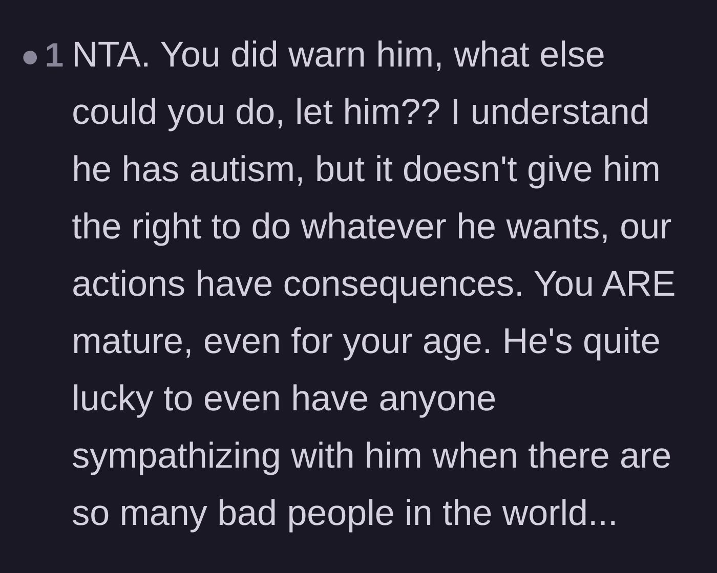 Comment thread 2 - A commenter praises the 15-year-old original poster for handling the situation with more maturity than most adults.