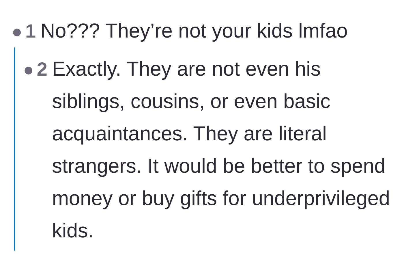 Comment thread 1 - Readers pointing out the girlfriend's children are literal strangers to the teen.