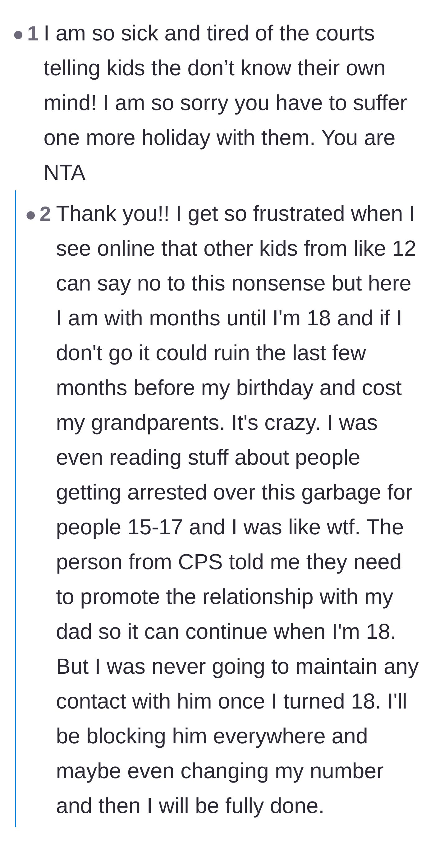 Comment thread 3 - A deep discussion about the failures of the family court system and forcing older teens into visitation.