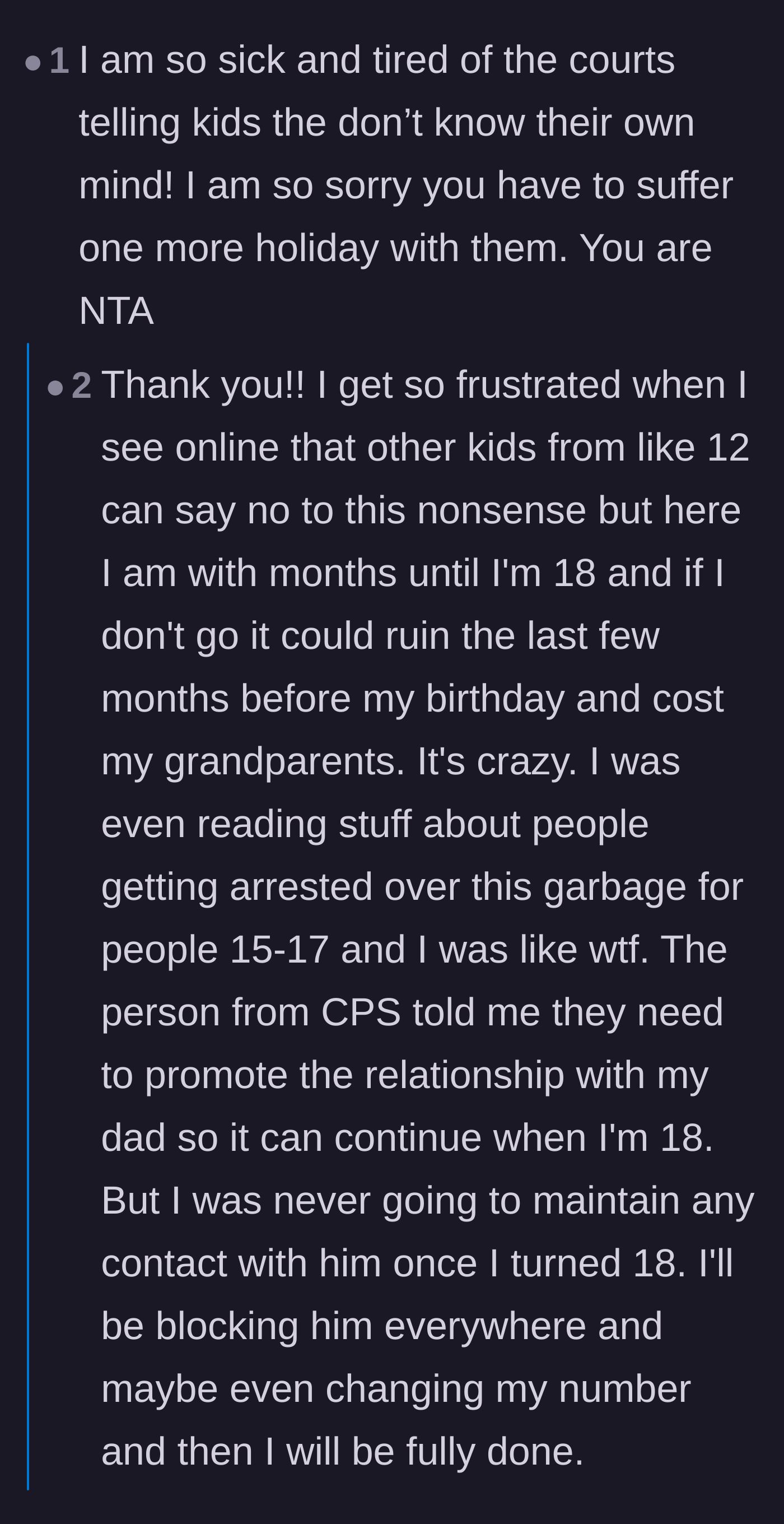 Comment thread 3 - A deep discussion about the failures of the family court system and forcing older teens into visitation.