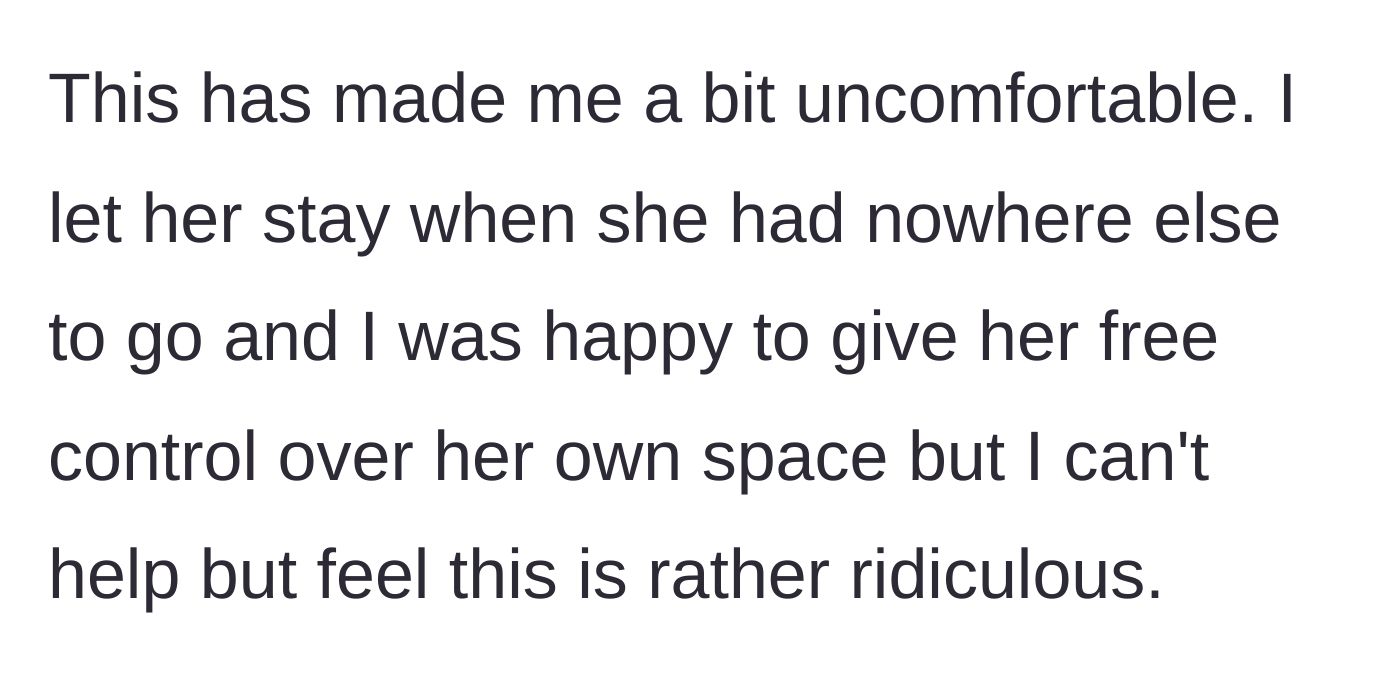 Story part 5 - The homeowner reflects on her discomfort and the absurdity of the situation.