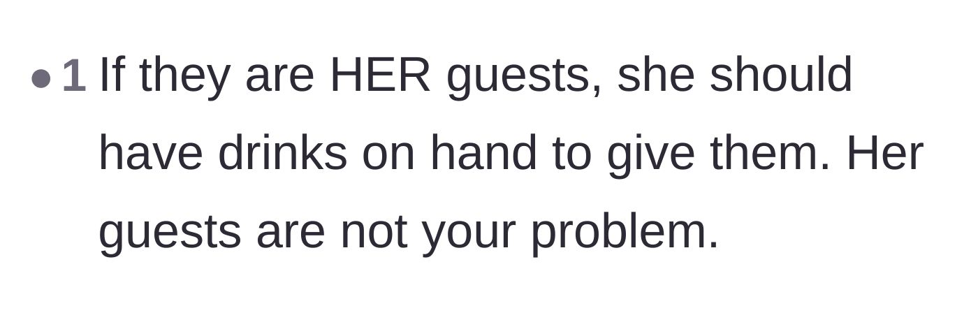 Comment thread 4 - A blunt reminder that the mother's houseguests are not the daughter's responsibility.