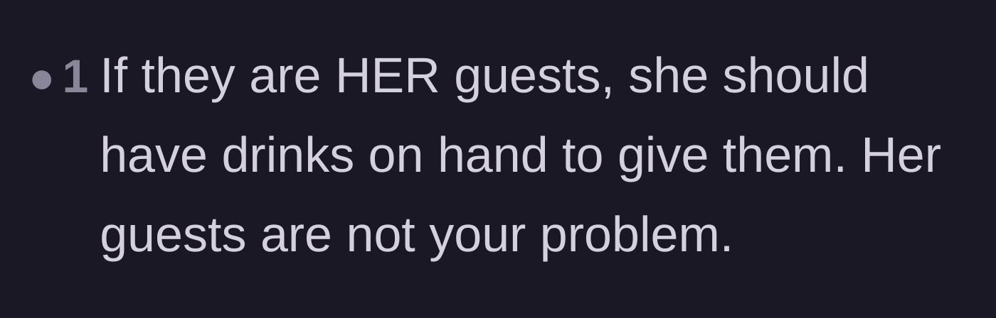 Comment thread 4 - A blunt reminder that the mother's houseguests are not the daughter's responsibility.