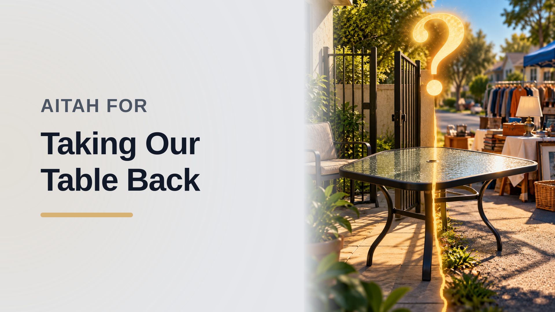 The Ground-Floor Resident Who Reclaimed Their Stolen Patio Table Right In The Middle Of An Audacious Neighbor's Yard Sale