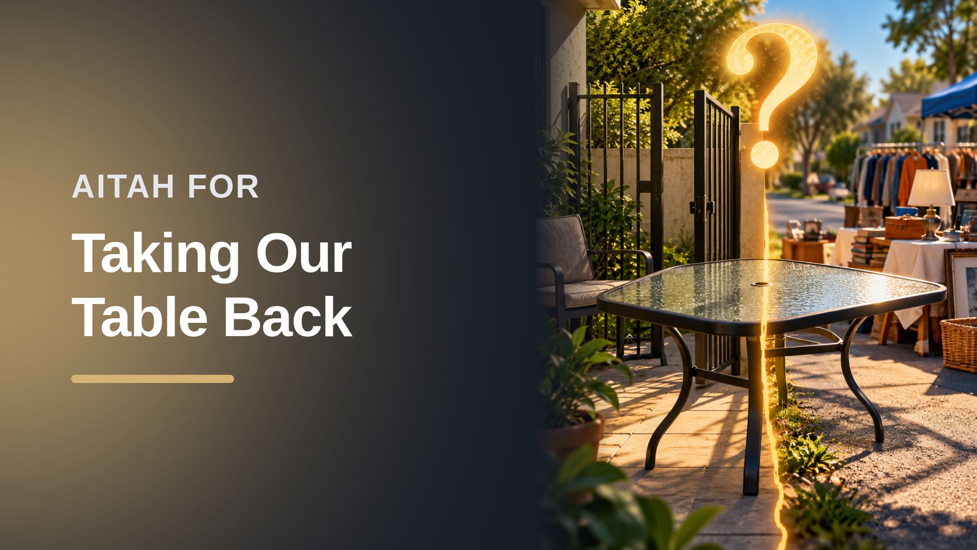 The Ground-Floor Resident Who Reclaimed Their Stolen Patio Table Right In The Middle Of An Audacious Neighbor's Yard Sale