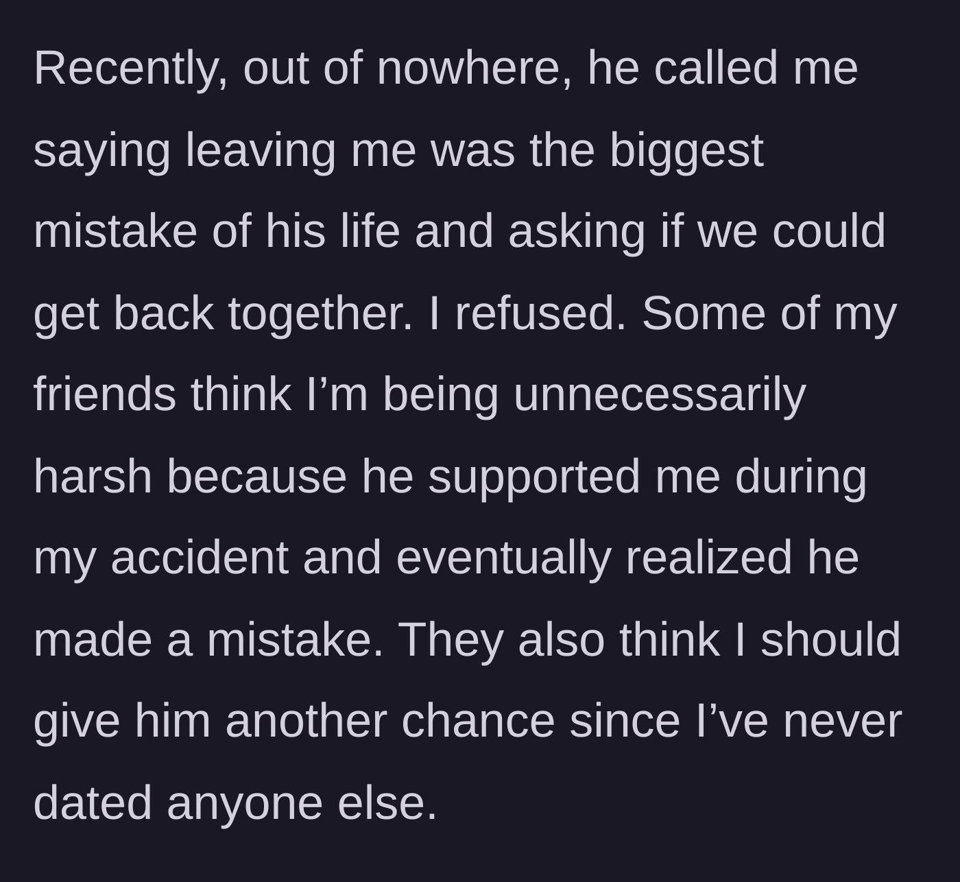 Story part 7 - Five years later, the ex calls to beg for her back while her friends judge her refusal