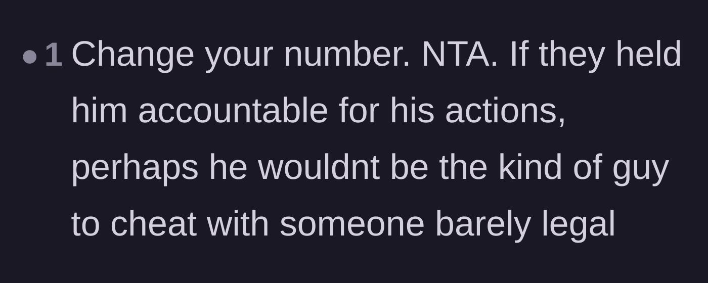 Comment thread 3 - Calling out the family's failure to hold the ex-husband accountable for his affair