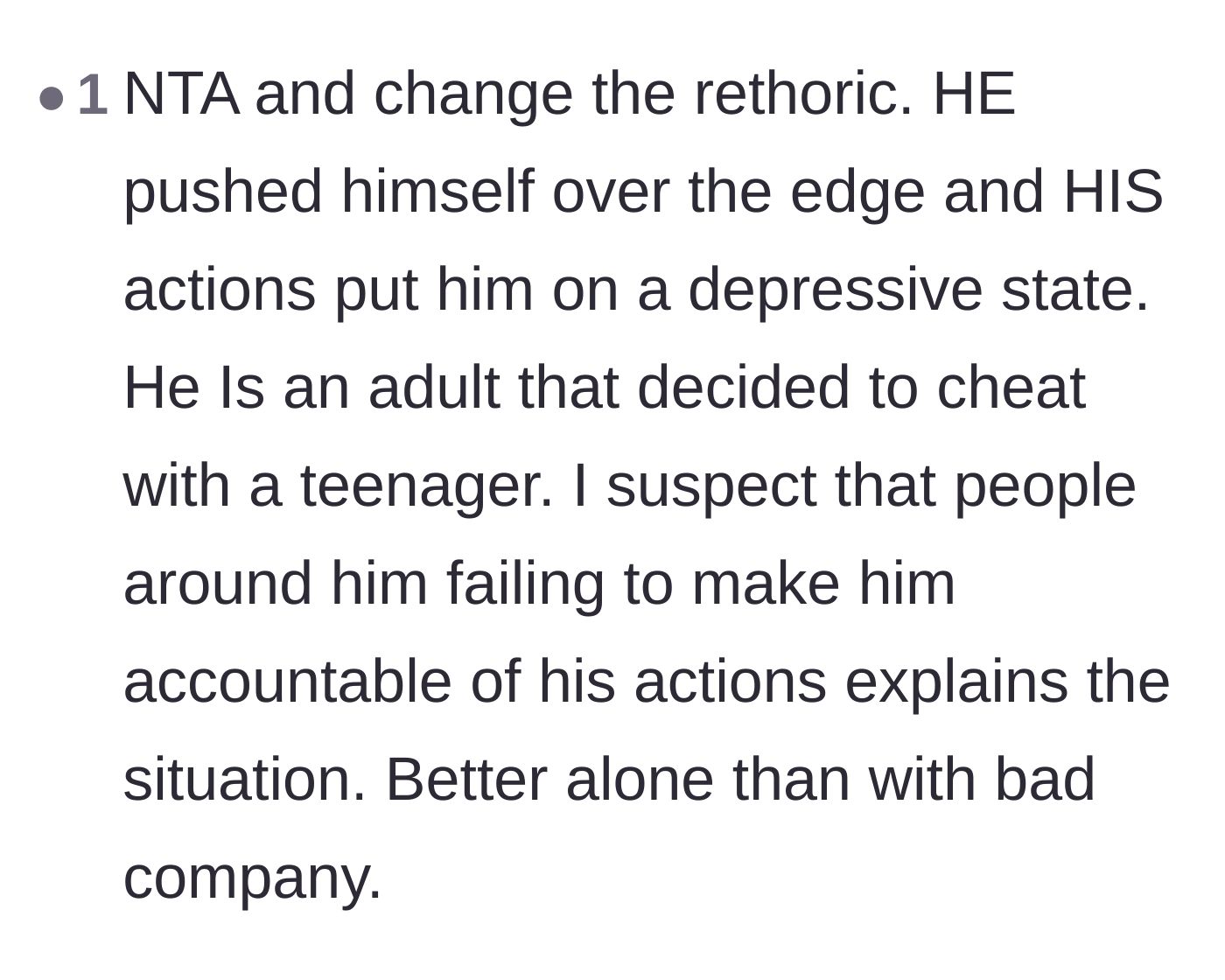 Comment thread 4 - Re-framing the narrative to hold the ex-husband accountable for his own downward spiral