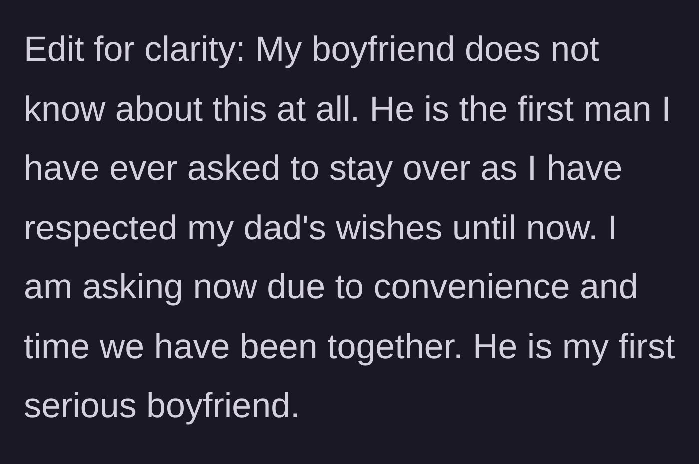 Story part 6 - Added context that her boyfriend is unaware of the drama and this is her first serious relationship.