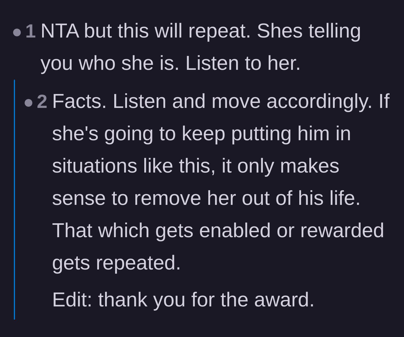 Comment thread 2 - Commenters discussing how this behavior reveals her true character and hinting at deeper issues with alcohol.