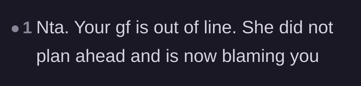 Comment thread 4 - A straightforward comment stating she failed to plan and is now blaming him.