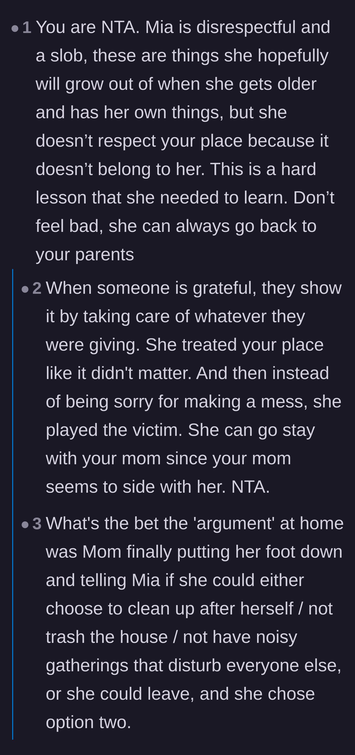 Comment thread 2 - Discussion on how genuine guests express gratitude, and theorizing that the mom just doesn't want to deal with her at home either.