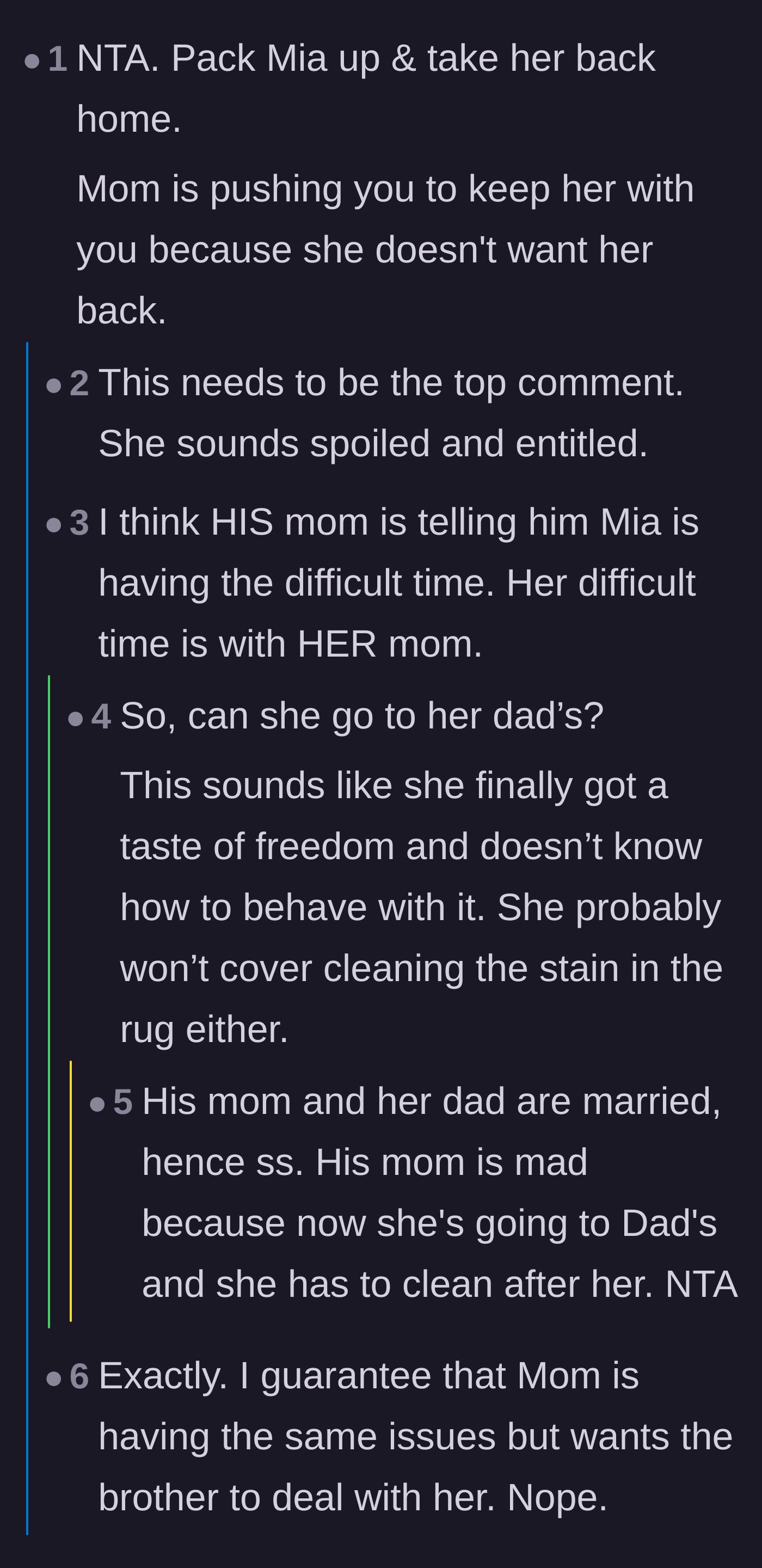 Comment thread 3 - Debate over the family dynamics, noting that the mom is likely pushing the stepsister onto the brother because she doesn't want her back home.
