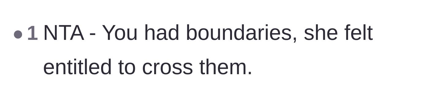 Comment thread 6 - A short and sweet breakdown emphasizing that boundaries exist for a reason and entitlement doesn't trump them.