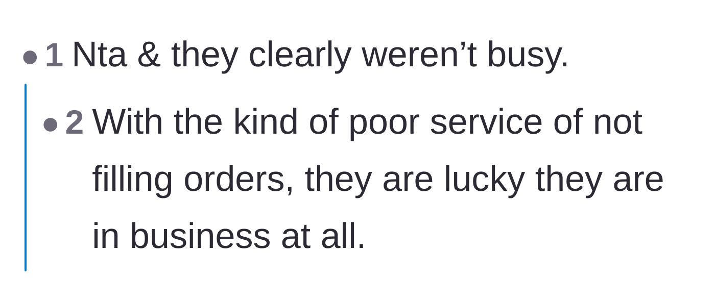 Comment thread 5 - A reader pointing out the dad's 'people are busy' excuse was flawed because the employees were on their phones.