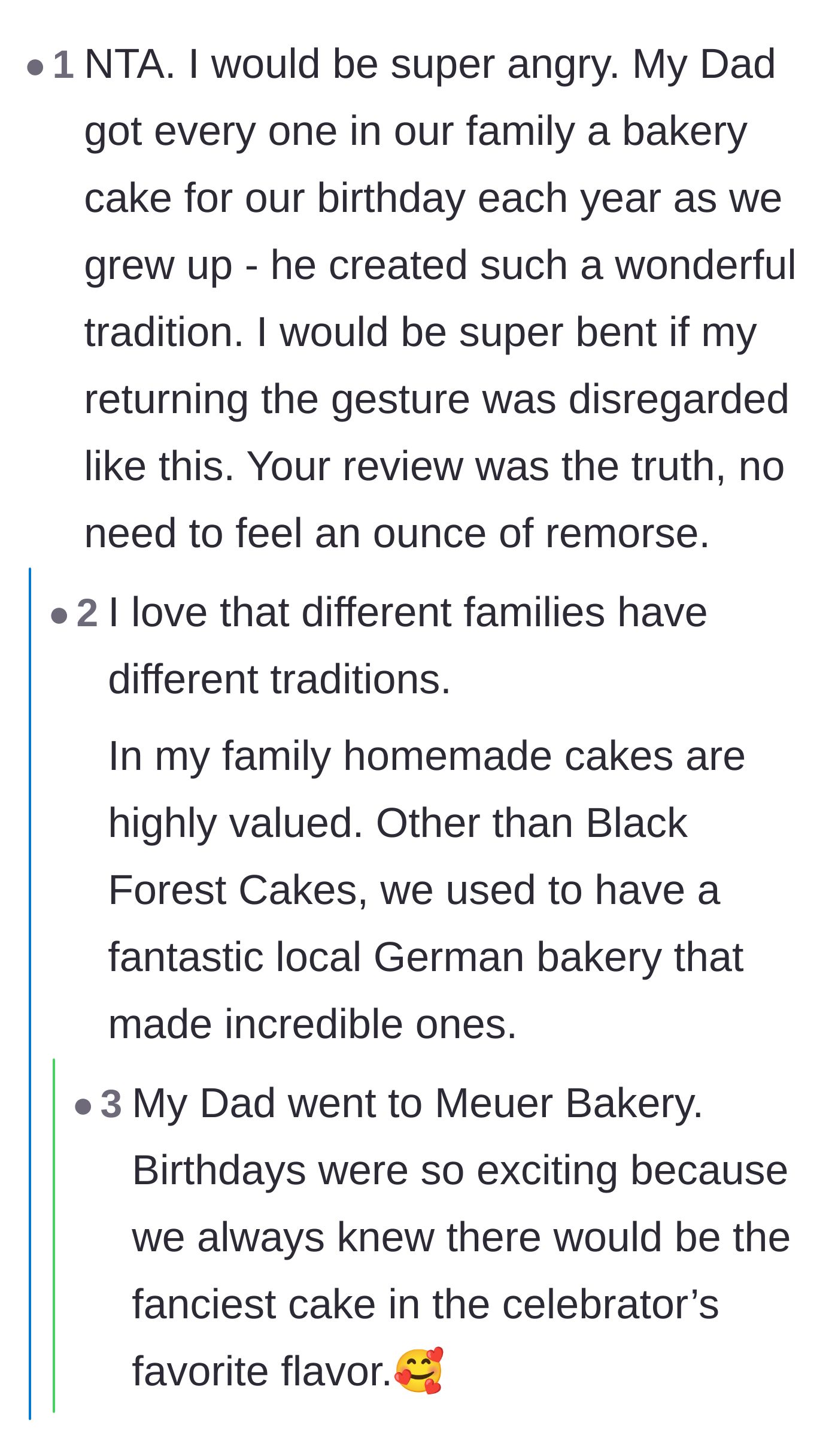 Comment thread 6 - Commiseration over how much it hurts when a sentimental family tradition is ruined by someone else's negligence.