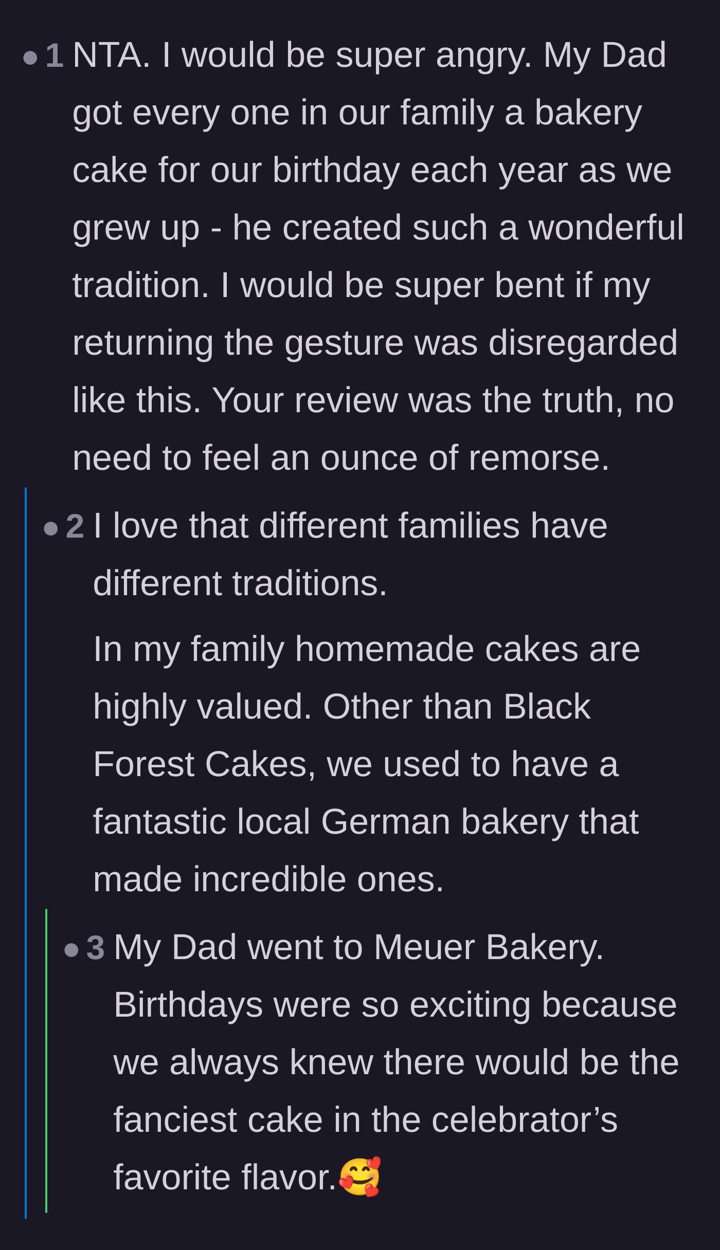 Comment thread 6 - Commiseration over how much it hurts when a sentimental family tradition is ruined by someone else's negligence.