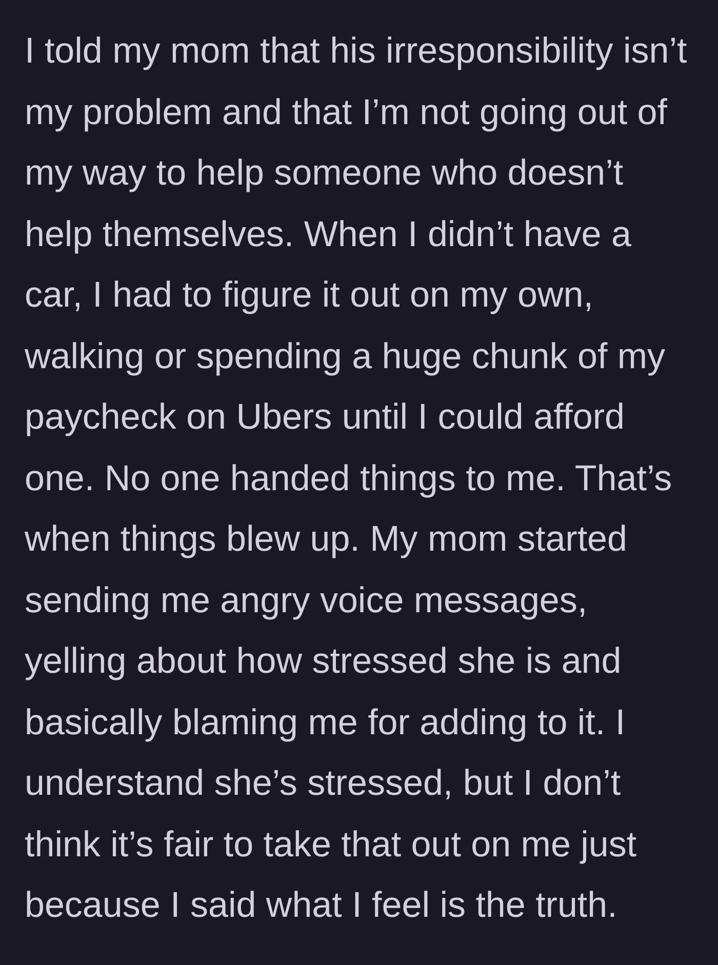 Story part 4 - Mother sending angry voice notes and shifting the blame onto the responsible daughter who said no.