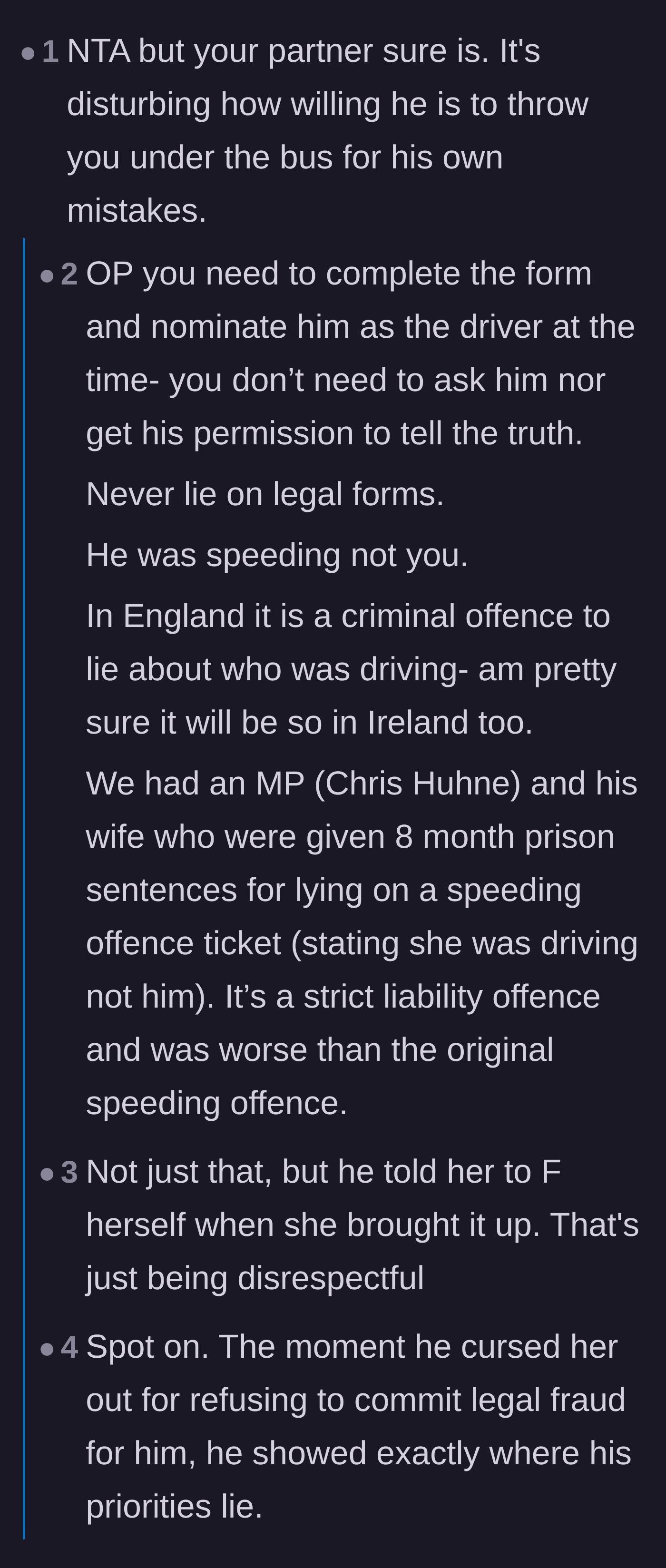 Comment thread 2 - Commenters calling out the partner's verbal abuse and willingness to throw the main character under the bus.