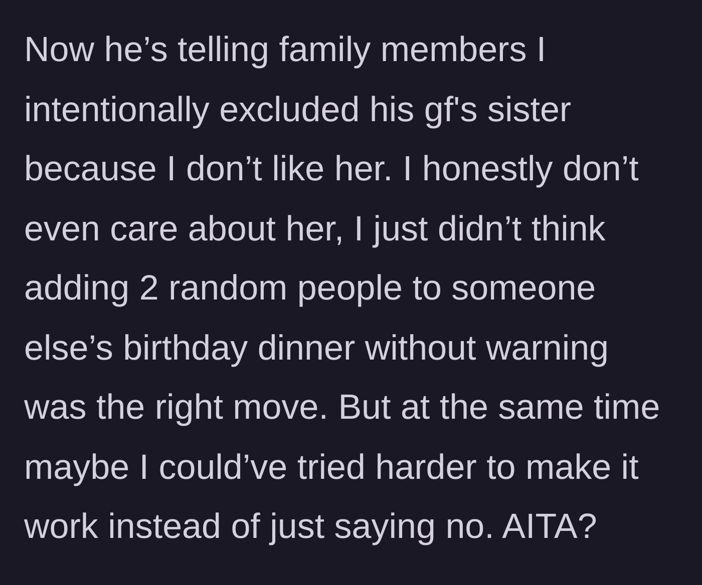 Story part 5 - The brother starts a smear campaign, claiming the main character intentionally excluded the guests out of spite.