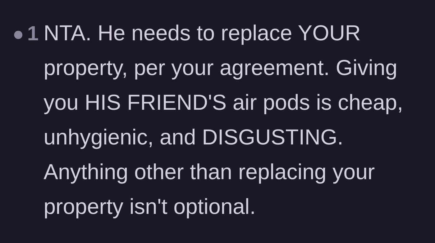 Comment thread 2 - Outrage over the hygiene of giving someone a stranger's used earbuds.