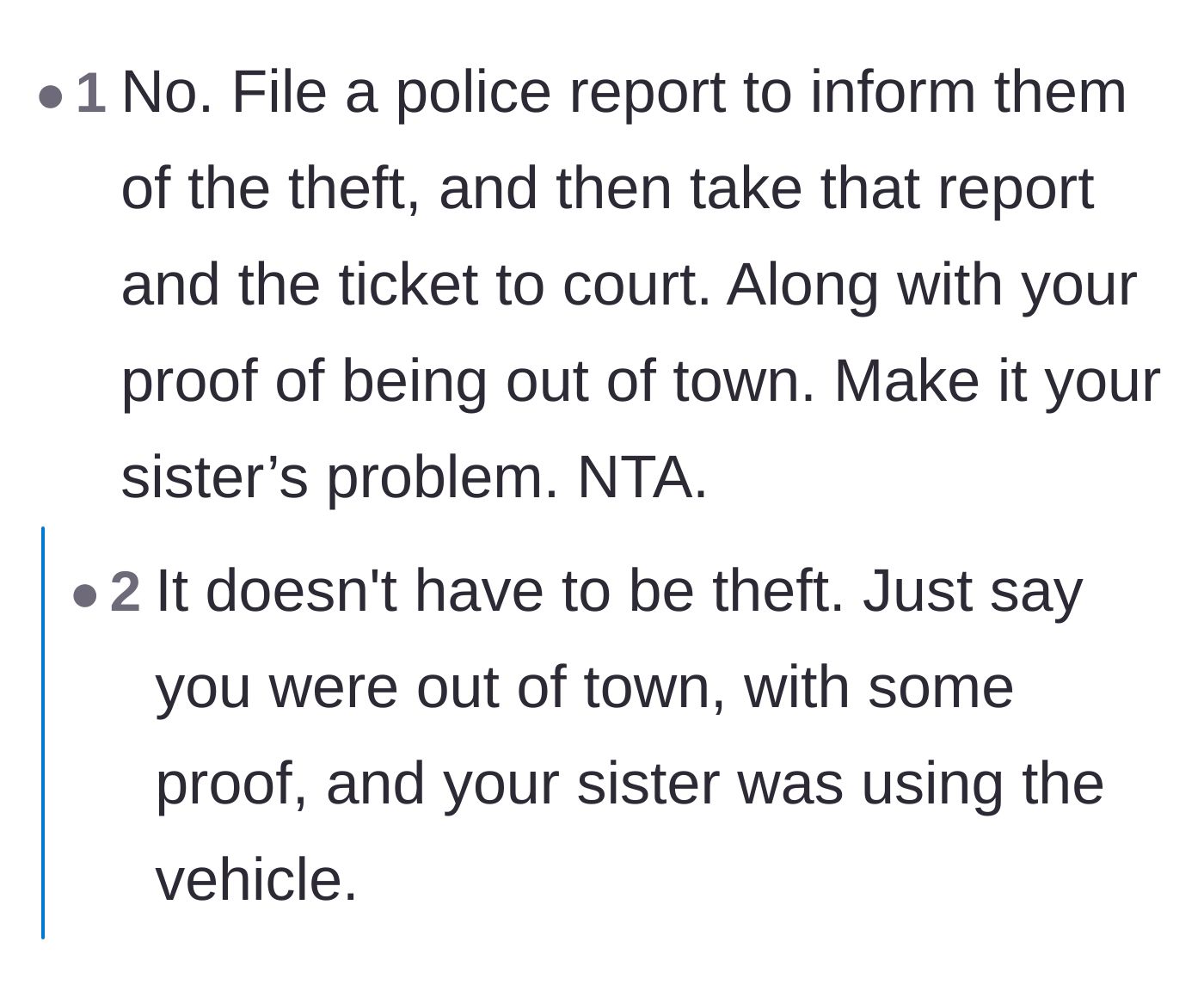 Comment thread 2 - A discussion on the necessity of filing an actual police report to protect the car owner's insurance rates.