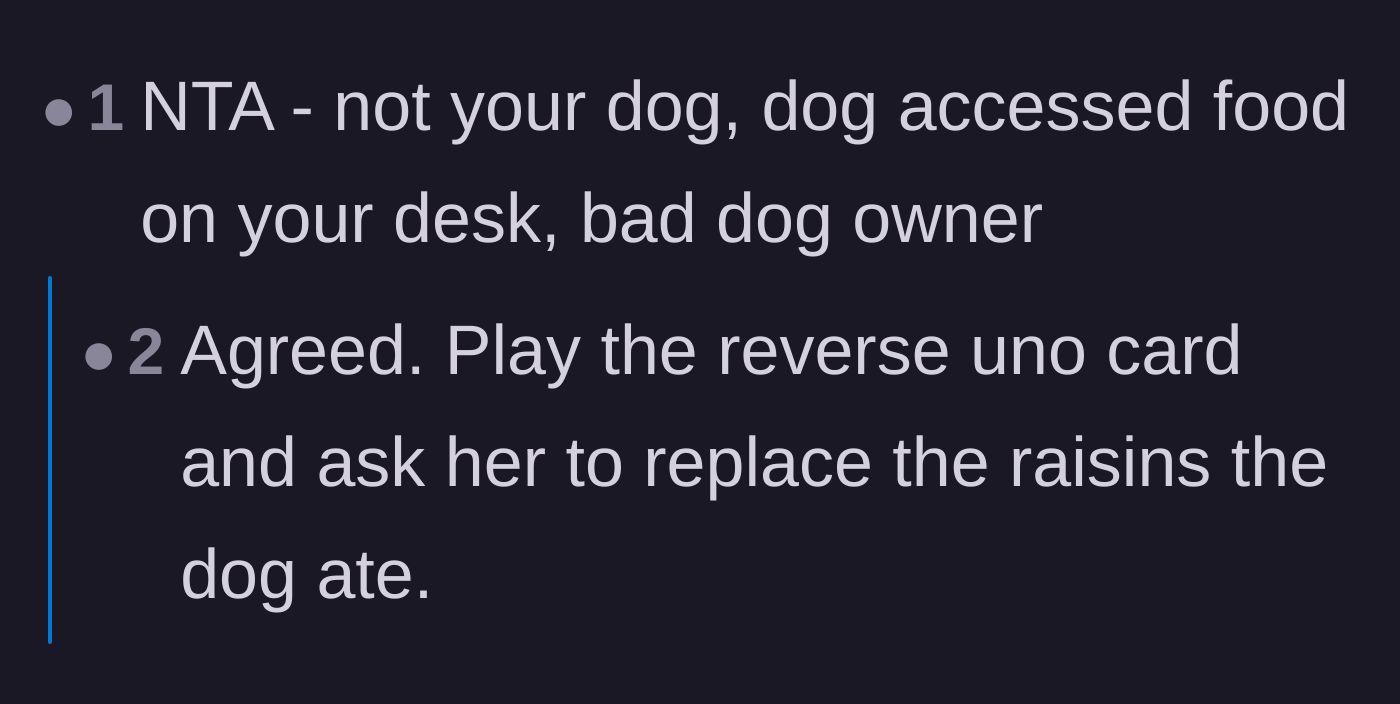 Comment thread 3 - Suggesting the roommate should actually pay to replace the eaten snacks