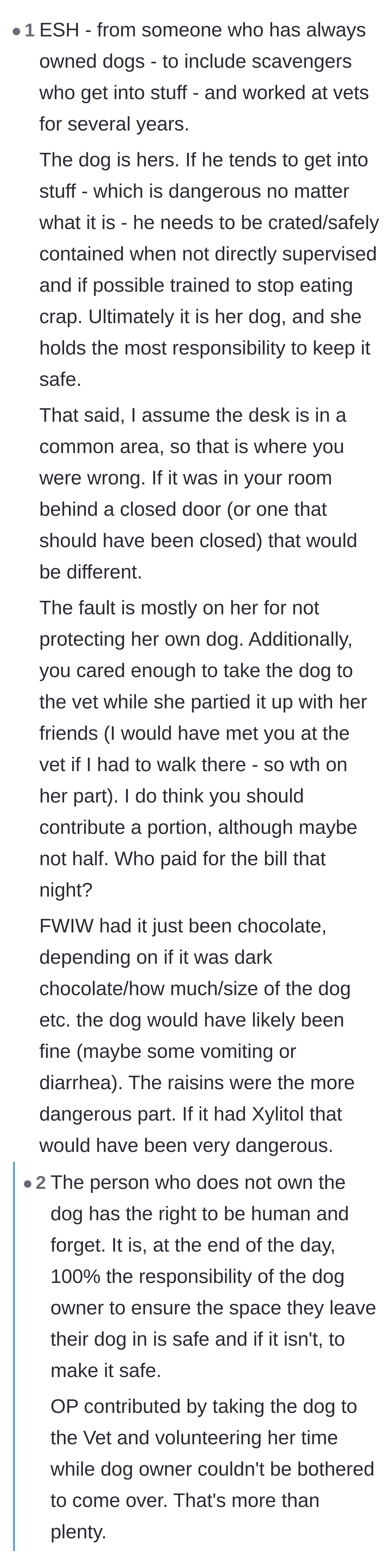 Comment thread 6 - A former vet worker weighing in on shared fault versus the owner's ultimate responsibility