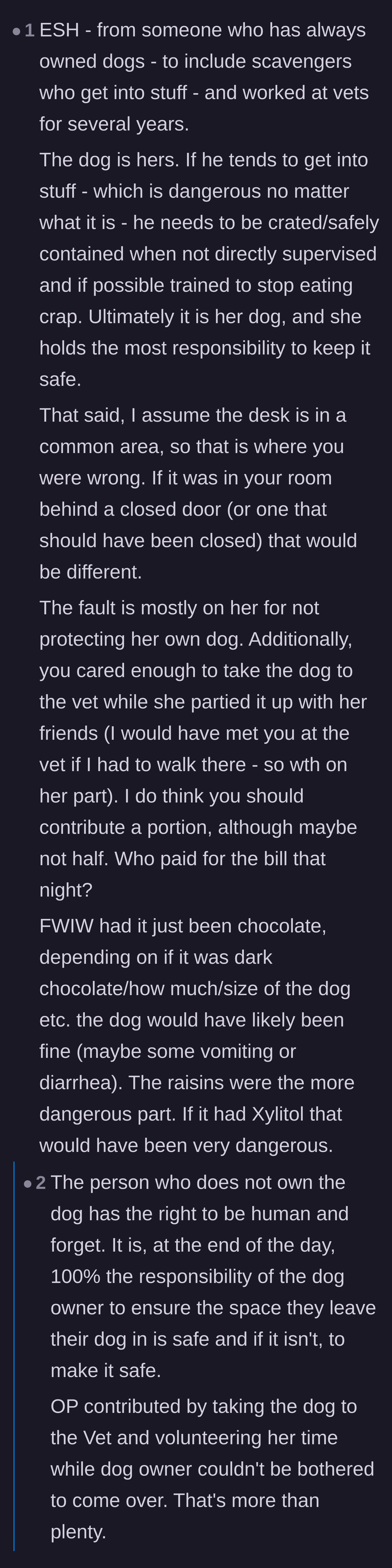 Comment thread 6 - A former vet worker weighing in on shared fault versus the owner's ultimate responsibility