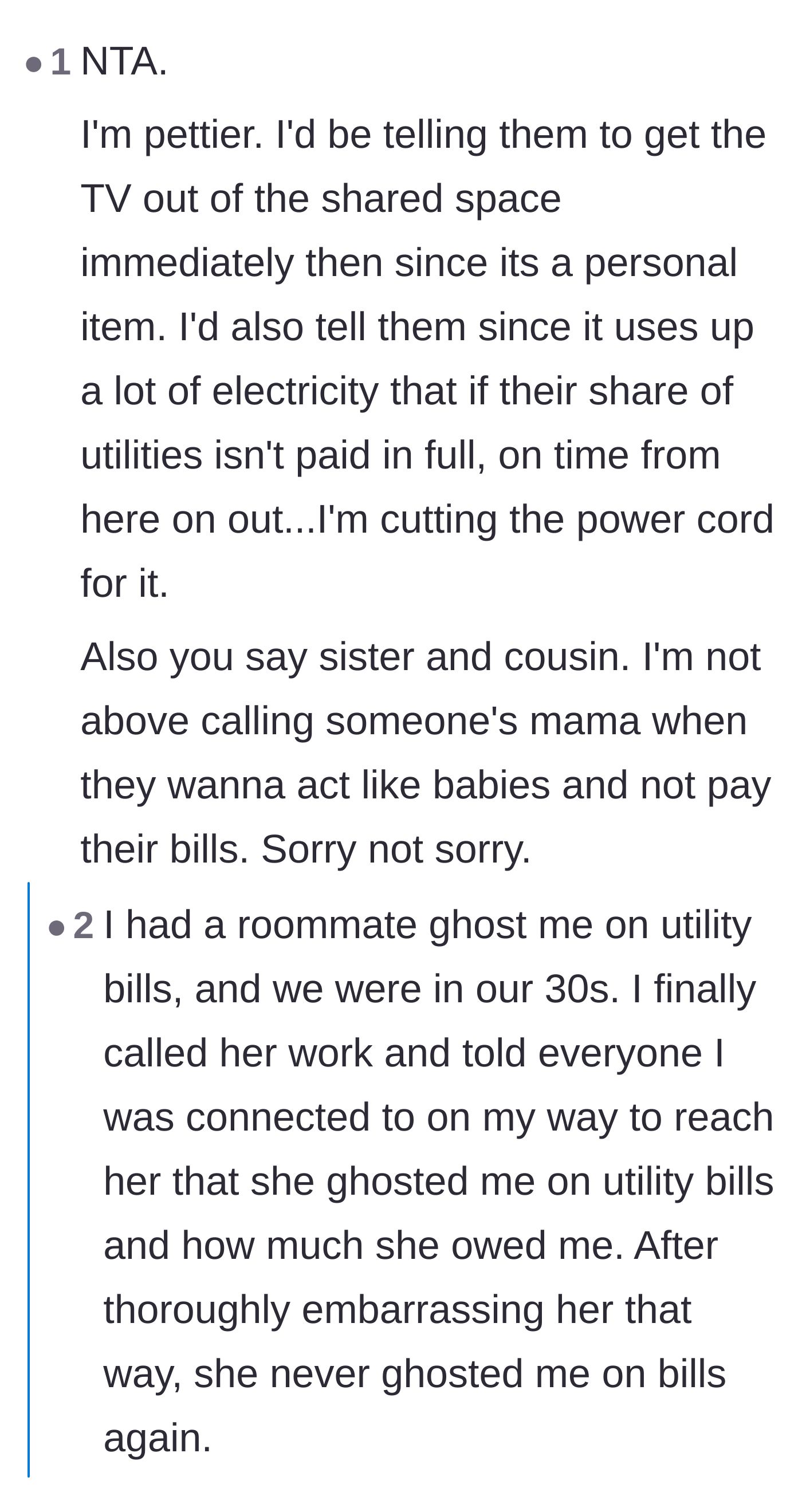 Comment thread 2 - Commenters suggest calling the roommates' parents and sharing wild stories of confronting freeloaders' families.